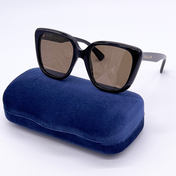 NEW GUCCI G1169S 001 BLACK BROWN WOMEN OVERSIZED SUNGLASSES GUCCI - Picture 3 of 15